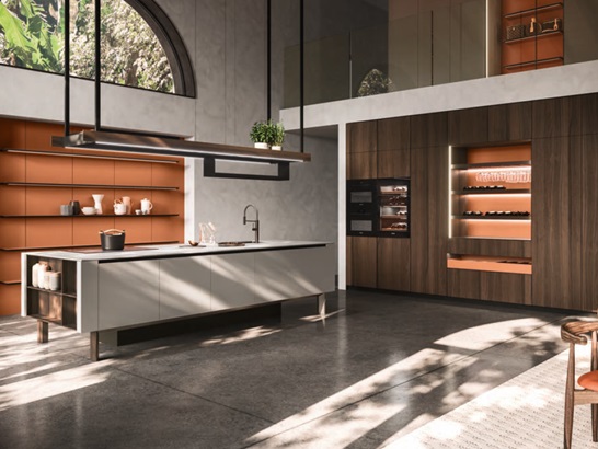 Kitchen with raised island