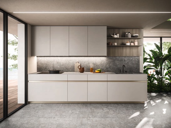 Light finish handle less kitchen
