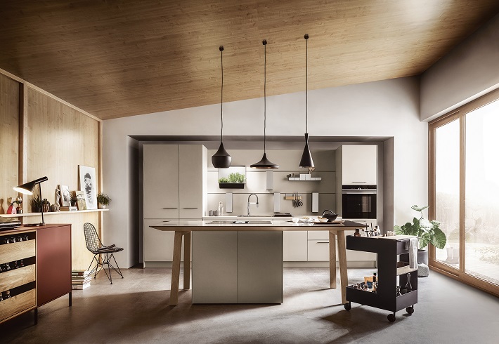 White kitchen with handles