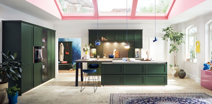 Dark green modern shaker style kitchen