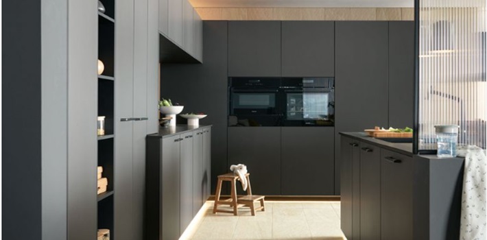 Matt glass effect kitchen