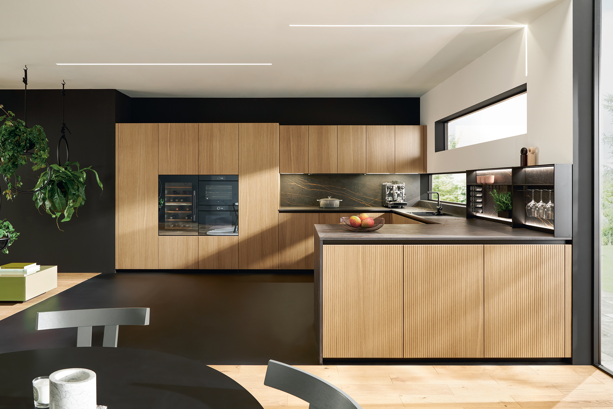 Grooved wood kitchen